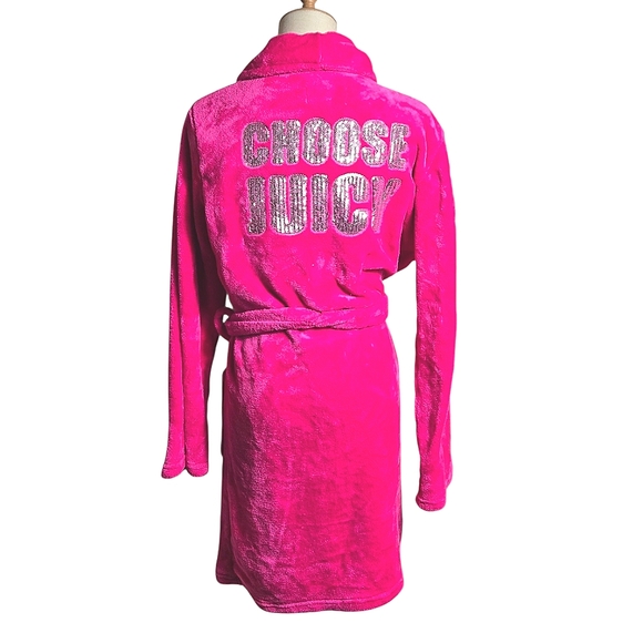 Juicy Couture Pink Robe with Silver Sequin Logo Lettering - Picture 1 of 8